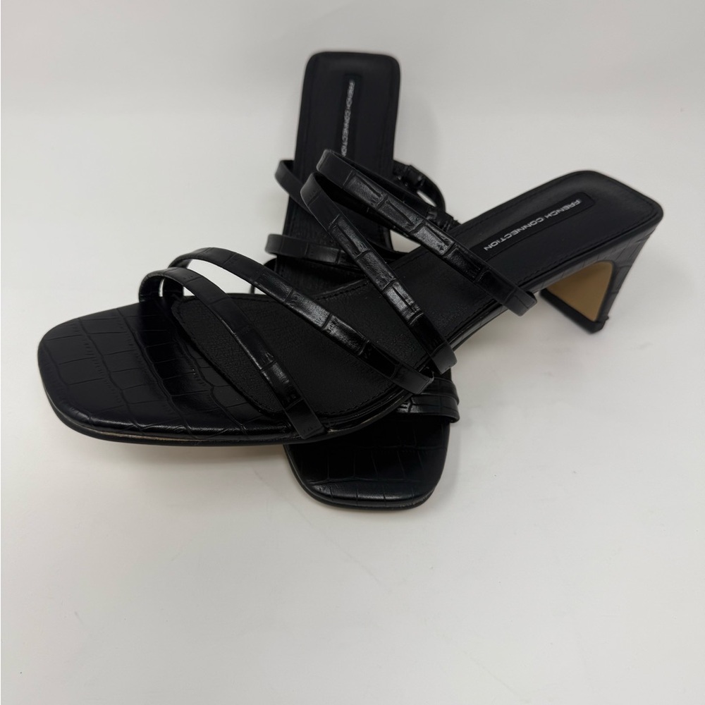 French Connection Black Croc-Embossed Heels